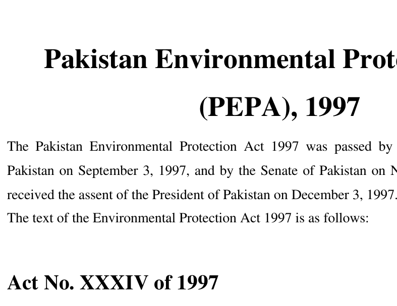 Cover image for Pakistan Environment Protection Act 1997