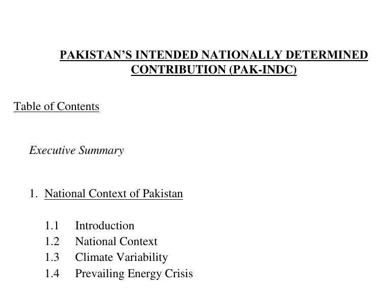 Cover image for Pakistan Intended Nationally Determined Contributions