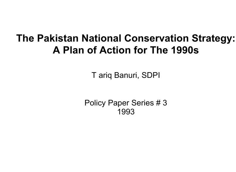 Cover image for The Pakistan National Conservation Strategy